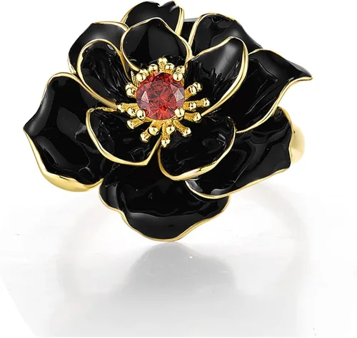 Vista 2 de Santuzza Anillo de plata de ley 925 con diseño de flores esmaltadas para mujer