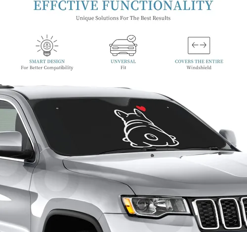 Vista 4 de Parasol para parabrisas de automóvil para parabrisas de automóvil (bulldog francés y cachorro)