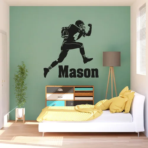 Vista 13 de Diseño de habitación deportiva con calcomanía de pared personalizada de fútbol, ideal para amantes del fútbol y jugadores, calcomanía personalizada