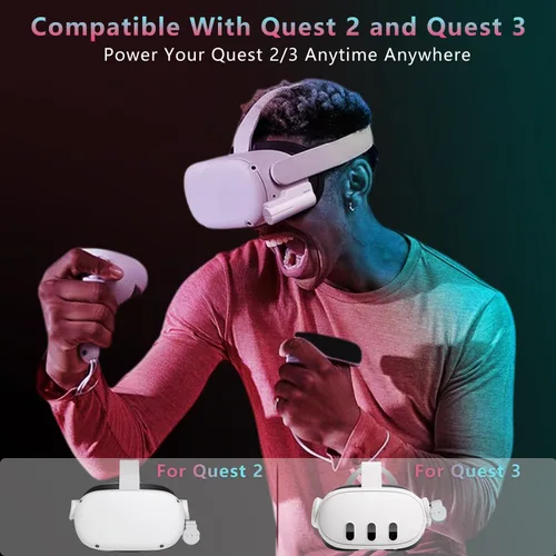 Vista 18 de Saqico Battery Pack for Oculus Quest 2/3/3S, 5000mAh Extended Power with Multi-Colors RGB Lights, Lightweight and Portable VR Extend Power