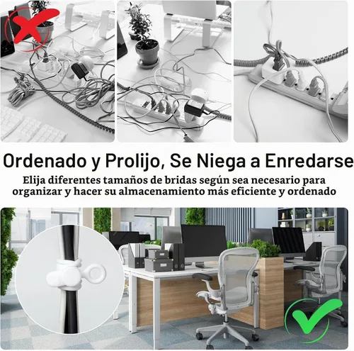 Vista 7 de OneLeaf 30Pcs Organizador de cables, bridas de silicona reutilizables, bridas para electrónica, bridas elásticas multiusos, artículos esenciales