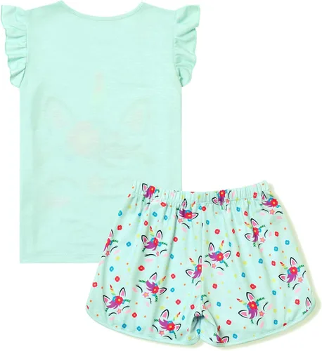 Vista 2 de QPANCY Pijamas a juego para niñas y muñecas de unicornio ropa de dormir de algodón de verano