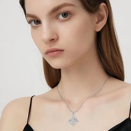 Vista 2 de YAFEINI Collar con dije de nudo de bruja de plata de ley, amuleto de bruja de cruz celta, regalo para mujer