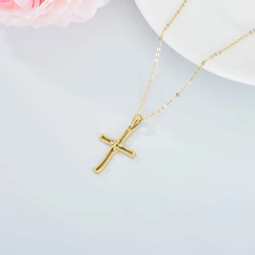 Vista 4 de Blocaci 14K Yellow Gold Cross Necklaces for Women Girls Moissanite Cubic Zirconia Pendant Necklaces Anniversary Valentine's Day Jewelry for Women