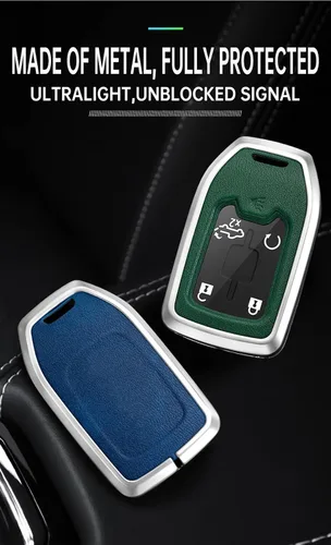 Vista 8 de ontto Funda para llave de coche con llavero de metal y piel sintética para Chevrolet Silverado Fit para GMC Sierra 1500 2500HD 3500HD Terrain Acadia