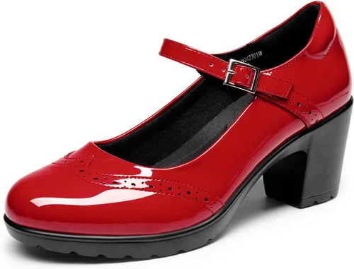 Vista 11 de DREAM PAIRS Zapatos de vestir Oxfords Mary Jane para mujer negro (Black-pat)