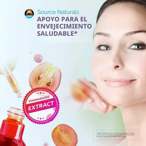 Vista 5 de Source Naturals Resveratrol, para el Corazón y el Envejecimiento Saludable* 200 mg - 60 Tabletas