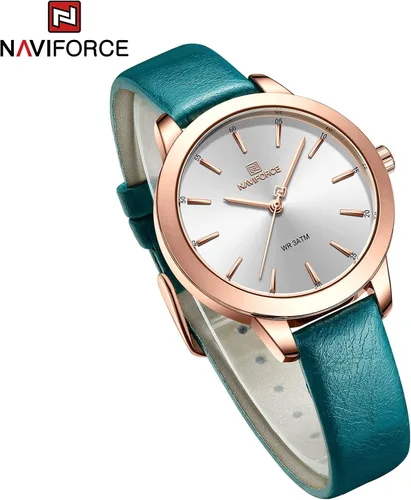 Vista 3 de NAVIFORCE Reloj analógico de cuarzo para mujer casual impermeable reloj de pulsera correa de cuero simple