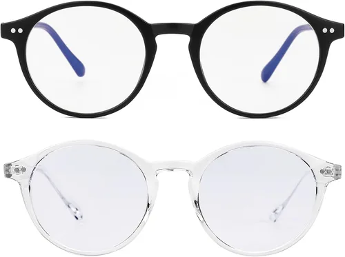 Vista 20 de Gleyemor Blue Light Glasses for Men Women, Vintage Round Frame Eyeglasses Leopardo