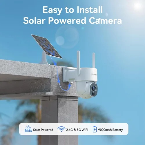 Vista 4 de Cámaras de seguridad solares inalámbricas para exteriores con monitor de 10 pulgadas, sistema de cámara solar 2K de 4 piezas, PTZ de 360°, visión