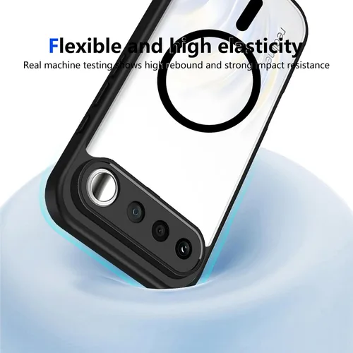Vista 479 de Funda magnética transparente compatible con Xiaomi 17T, color negro 2 en 1 PC + TPU cubierta de teléfono a prueba de golpes, carcasa protectora