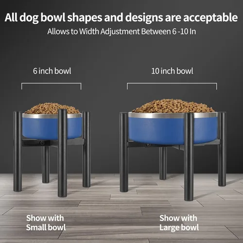 Vista 6 de PROERR Soporte Individual para Cuenco de Perro Elevado de 8" de Alto - Sin Cuencos, Mesa de Comida para Mascotas Elevada Ajustable de Ancho 6-10