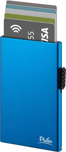 Vista 2 de Cartera desplegable, delgada y minimalista para tarjetas de crédito para hombres y mujeres, tarjetero para 7 tarjetas, protección RFID, cartera