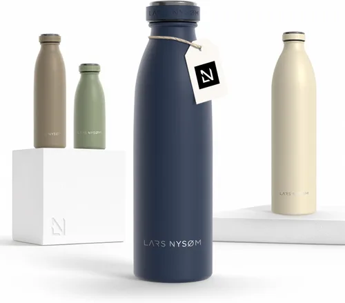Vista 101 de LARS NYSØM Botella de agua aislada de acero inoxidable de 12 onzas, 17 onzas, 25 onzas, 34 onzas, 51 onzas, frasco térmico aislado para bebidas