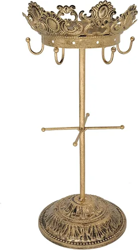 Vista 3 de Organizador de joyas de metal, soporte de exhibición de pulsera de árbol con soporte para clip para el cabello con árbol organizador (bronce)