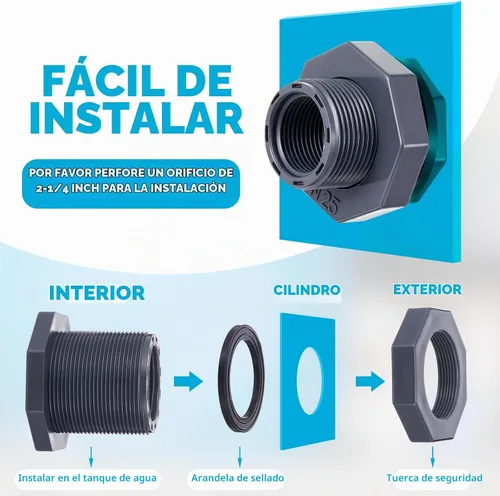Vista 4 de 4 unids 1 pulgada mamparo montaje PVC Npt tanque conector