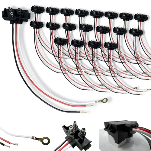 Vista 7 de Enchufe de luz de remolque de camión de 3 cables, 10 conectores moldeados de 3 puntas, conector de arnés de coleta en ángulo recto para frenado