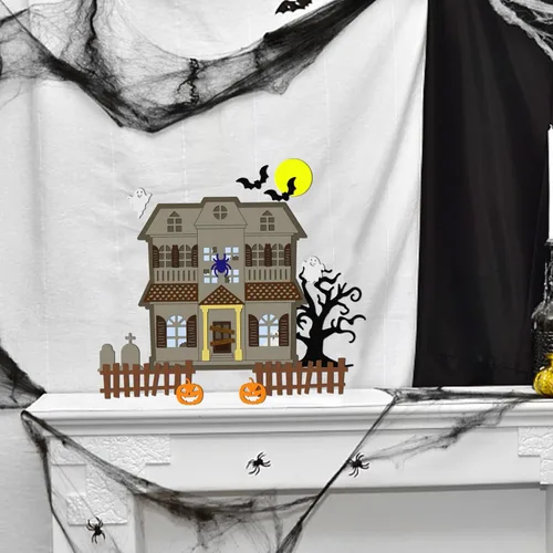Vista 7 de GLOBLELAND Troqueles de corte de casa embrujada de Halloween para bricolaje álbum de recortes, árbol marchito de metal, calabaza, tela de araña