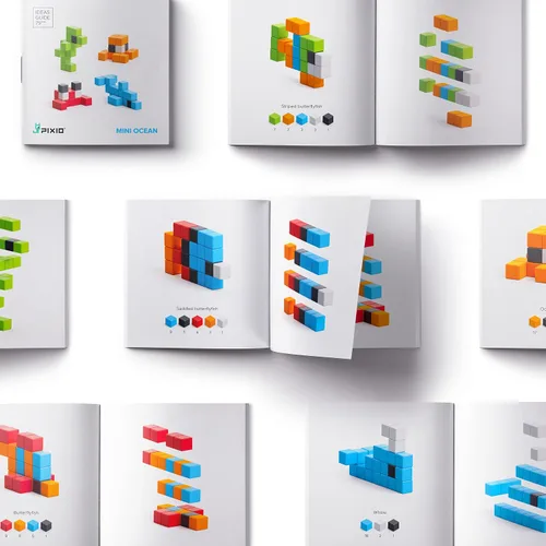 Vista 3 de PIXIO Bloques magnéticos mini océano, pequeños bloques de construcción magnéticos en estilo Pixel Art, creatividad para niños, juguetes STEM