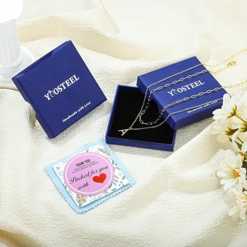 Vista 6 de Yoosteel Regalos para el día de San Valentín para niñas y ella, collares con iniciales de oro para mujer, chapado en oro, collar con dije de letra
