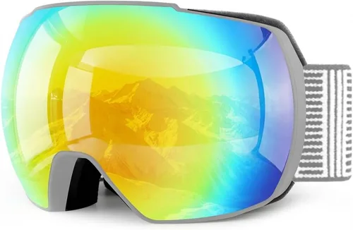 Vista 10 de OULAIQI Gafas de esquí de nieve, protección OTG UV400, anti niebla, esquí, patinaje, snowboard, gafas de snowboard para hombres, mujeres y jóvenes