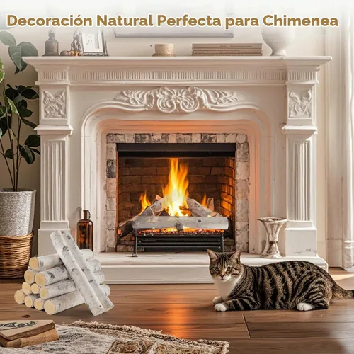 Vista 4 de Paquete de 12 troncos de abedul para decoración de chimenea, ramas de madera de abedul decorativas naturales