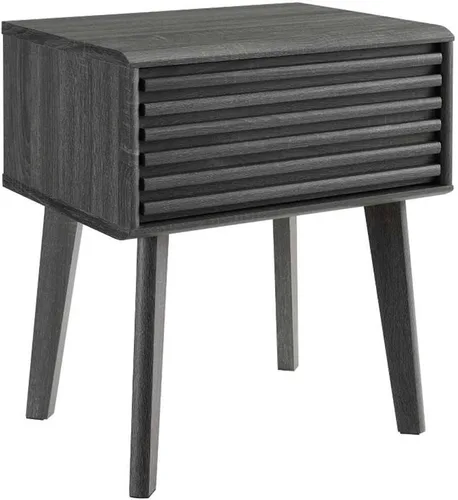 Vista 10 de Modway Render Mid-Century - Mesita de noche moderna con un cajón, color carbón Carbón vegetal