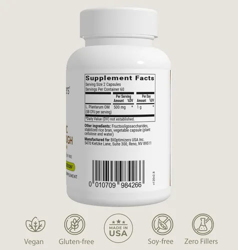 Vista 6 de BIOptimizers Probiotic Breakthrough – Lactobacillus Plantarum OM Probióticos y Prebióticos Suplemento de Salud para el Intestino, Digestivo
