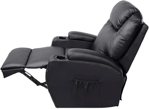 Vista 6 de GHP Negro Robusto Asientos Ergonómicos Masaje Reclinable Sofá Silla Salón Calentado w Control