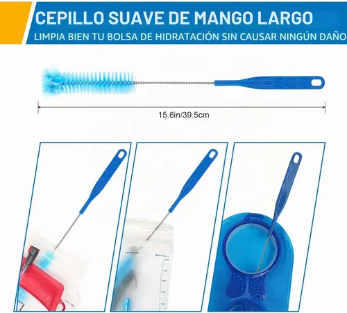 Vista 2 de TAGVO Hydration Bladder Cleaning Kit, 6 in 1 Water Bladder Cleaner Set - 3 Brushes, Collapsible Hanger, 12 Cleaning Tablets & Carry Pouch, Water