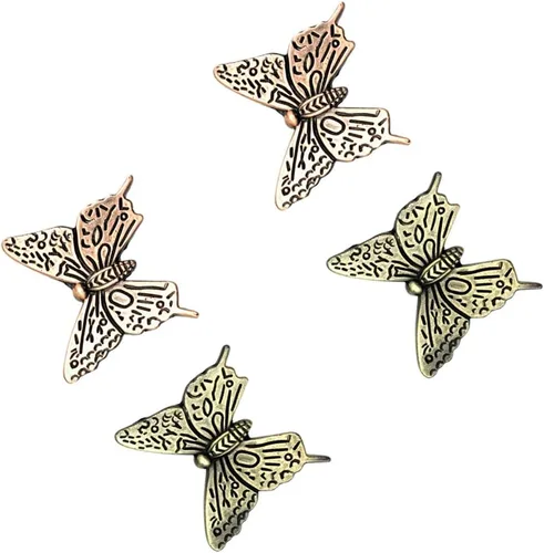 Vista 9 de 4 pomos de metal con forma de mariposa antigua para cajones (2 piezas de bronce y 2 bronce rojo)