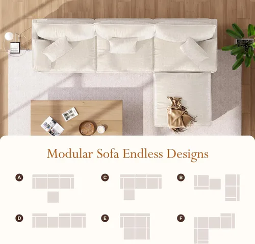 Vista 7 de Vesgantti Sofá modular de 108 pulgadas, cómodo sofá de nube con asiento profundo otomano movible, sofá modular en forma de L, sofás seccionales