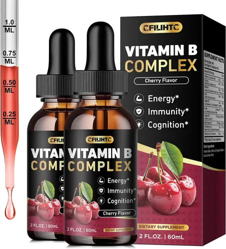 Vista 9 de CFILIHTC Gotas líquidas de complejo de vitamina B, suplemento de complejo de vitaminas B con gotas B1, B2, B3, B5 B6, B7, B9 y metil B12