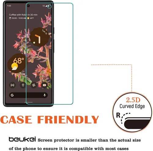 Vista 4 de Paquete de 4 protectores de pantalla de vidrio templado compatibles con Google Pixel 6 5G / Google Pixel 6, sensible al tacto, compatible