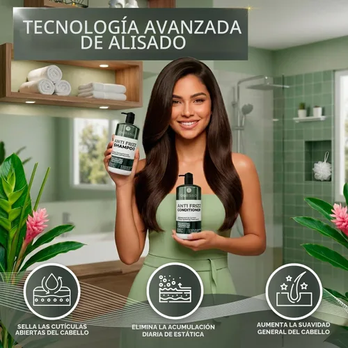 Vista 4 de Juego de champú y acondicionador antiencrespamiento, productos para el cuidado del cabello sin sulfato para mujeres y hombres, control del cabello