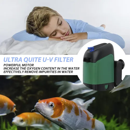 Vista 6 de FREESEA Bomba de filtro de energía para acuario: filtro interno de 5 vatios aumenta oxígeno 4 en 1 bomba 132 GPH para hasta 150 galones