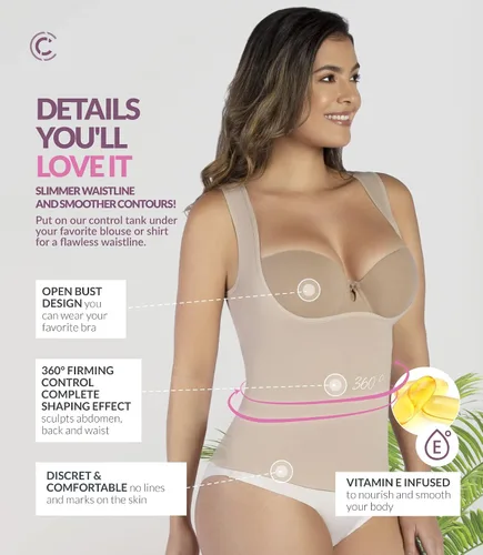 Vista 2 de CURVEEZ Camiseta sin mangas para mujer, sin mangas, con control de abdomen, sin costuras, para adelgazar