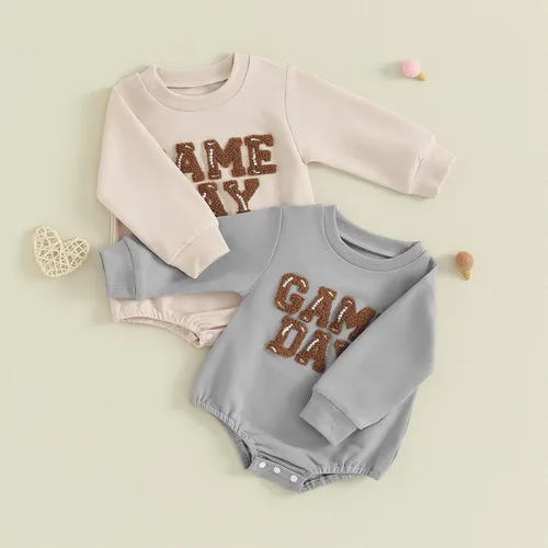 Vista 15 de MERSARIPHY Sudadera de fútbol para bebé, traje de manga larga con letras divertidas, ropa de otoño e invierno