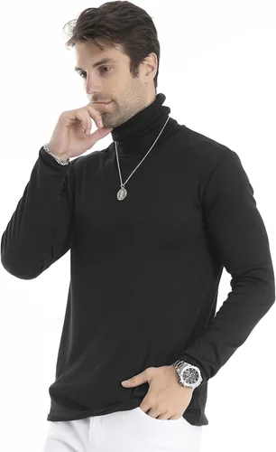 Vista 5 de Camiseta de manga larga para hombre, ajustada, ligera, con cuello de tortuga