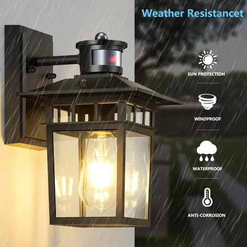 Vista 8 de Luces exteriores con sensor de movimiento para montaje en pared, lámpara exterior de anochecer a amanecer, aluminio impermeable antioxidante, luz