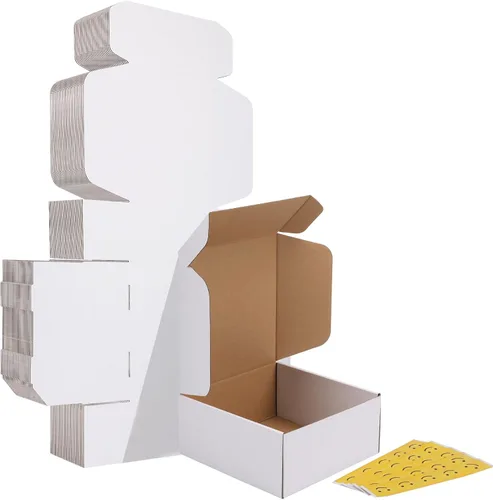 Vista 23 de HORLIMER Paquete de 40 cajas de envío de 5 x 5 x 5, caja de cartón corrugado blanco para correo, embalaje, pequeñas empresas