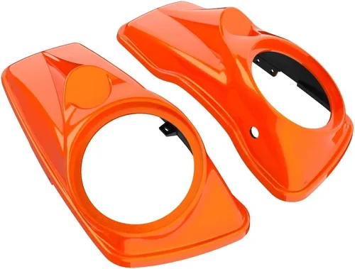 Vista 49 de Tapas para bocinas de motocicleta aptas para 2014+ Harley Touring Hard Saddle Bags - Whisky ámbar, 8 pulgadas Amber Whiskey