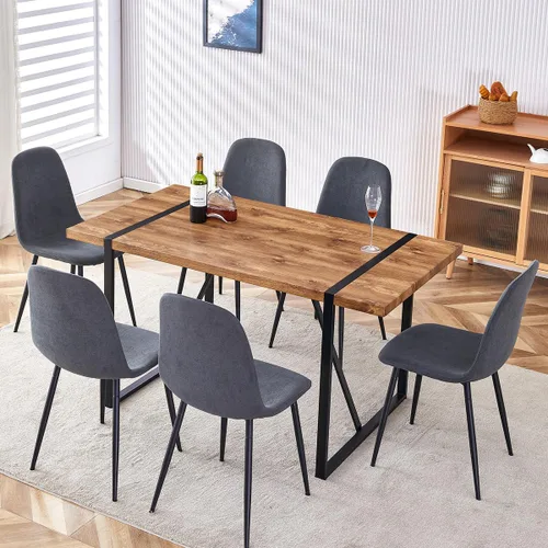 Vista 37 de Mesa de Comedor para 4-6, Mesa de Cocina de 55'', Mesas de Cocina y Comedor, Mesa de Comedor de Madera MDF con Patas de Metal para Sala de Estar