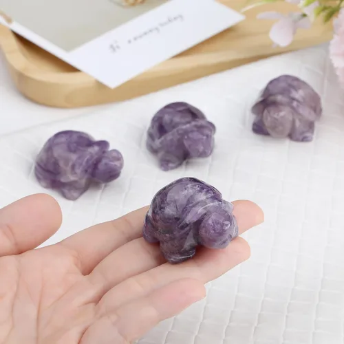 Vista 5 de QINJIEJIE Figuras de tortuga de viaje de cristal de amatista, cristales curativos, el mejor regalo de viaje para mujeres, hombres, viajeros, amantes