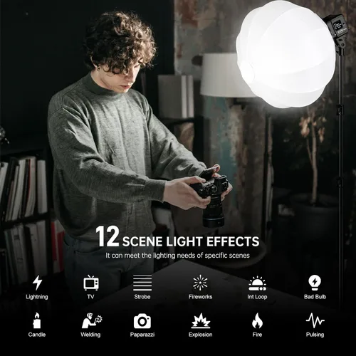 Vista 5 de GVM - Luz de video LED SD80S de 80 W con linterna Softbox y kit de soporte para trípode, luz de estudio de montaje Bowens de 5600 K, iluminación