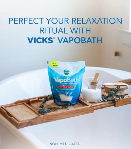 Vista 3 de Vicks VapoBath, sales de baño, bomba de baño, cristales de baño no medicados, vaporizadores Vicks reconfortantes, baño de vapor, aromaterapia
