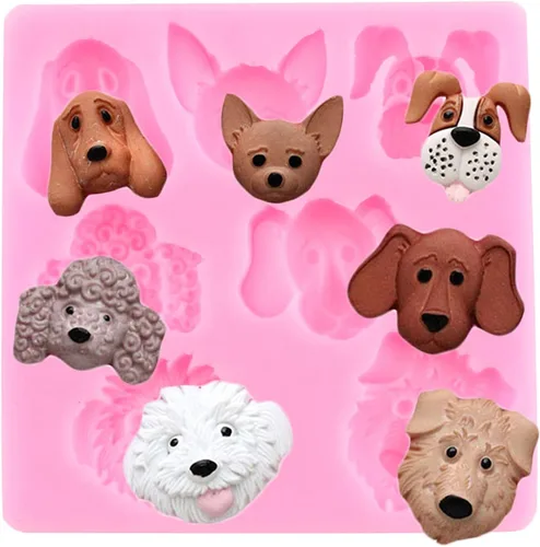 Vista 8 de Mujiang Moldes de silicona para fondant de animales del bosque, gatos, perros, zorros, ardillas, erizo, búho, pájaro, caramelo, para decoración