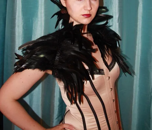 Vista 3 de L'VOW Victorian Real Natural Feather Shrug Shawl Shoulder Wrap Cape Gothic Collar