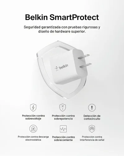 Vista 5 de Belkin Bloque de carga USB C de 20 W, carga rápida, Apple iPhone 17, Air, Pro, Pro Max, iPad, AirPods, Apple Watch, Samsung Galaxy S25, Nintendo