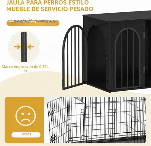 Vista 4 de Hzuaneri Jaula de Madera para Perros de 26.8'', Muebles de Jaula para Perros de Interior, Jaula para Perros Pequeños, Jaulas de Servicio Pesado